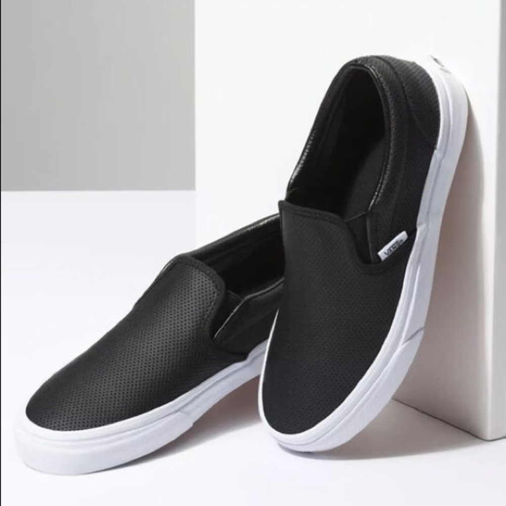 Vans Classic Perforated Leather Black Slip on